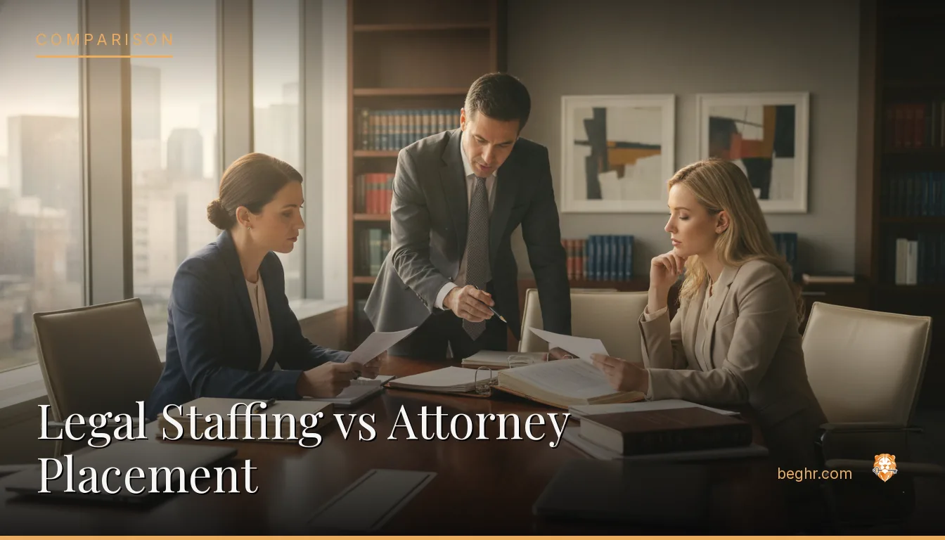 A professional law office, attorneys reviewing documents at a conference table