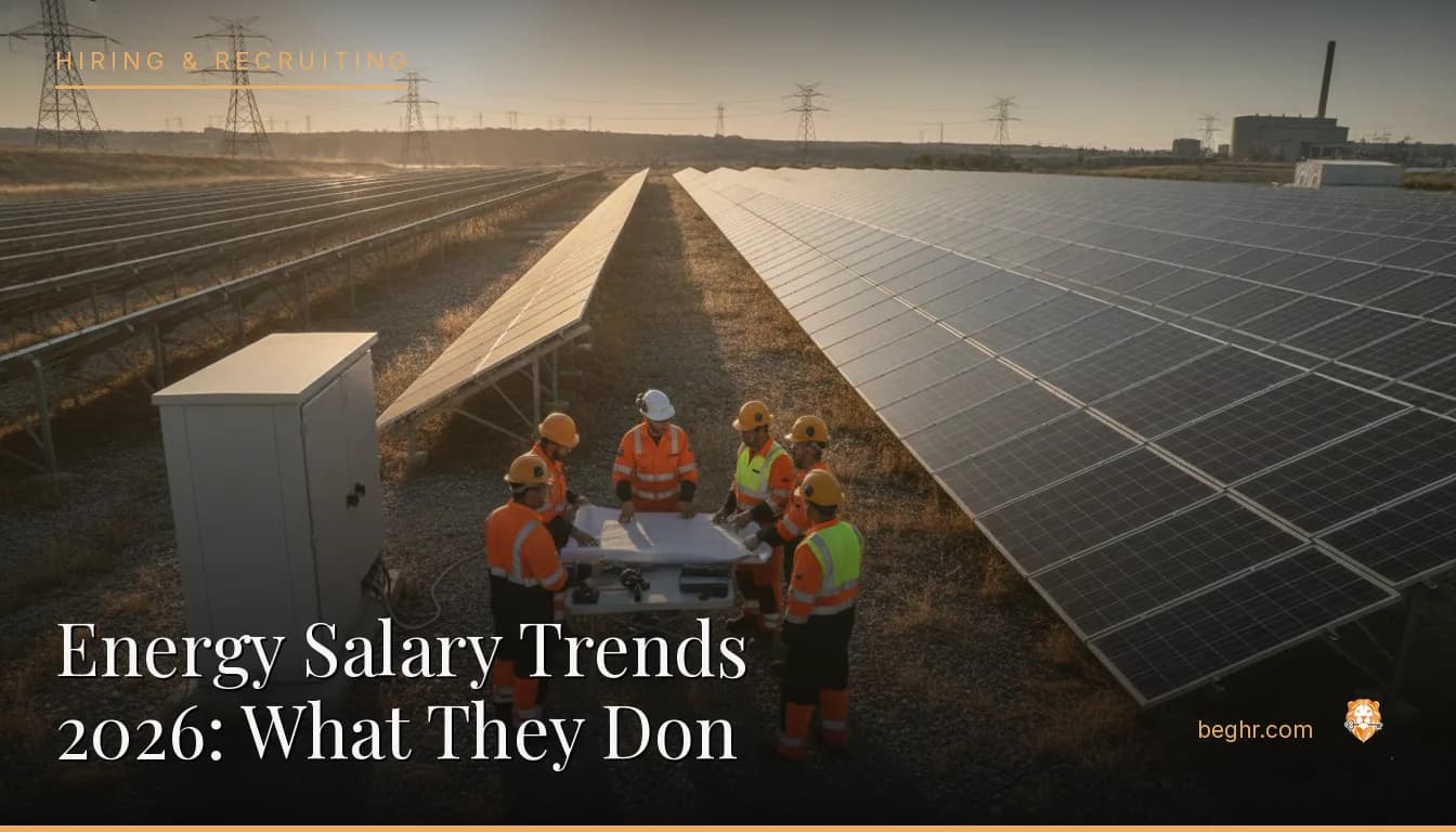 Energy sector workers at a solar or power facility in hi-vis gear