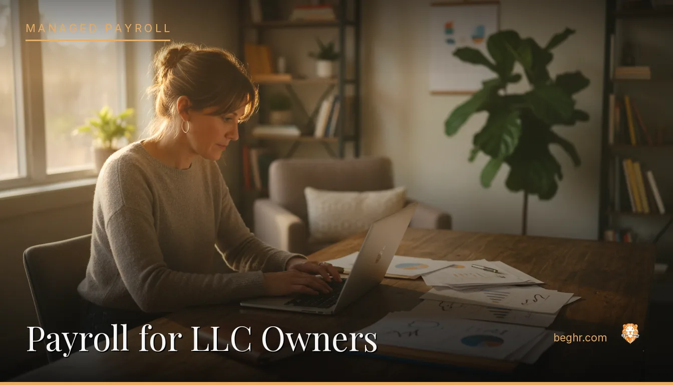 Business professionals reviewing payroll and HR documents in a bright modern office