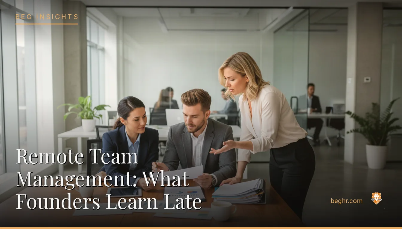 Business professionals reviewing payroll and HR documents in a bright modern office