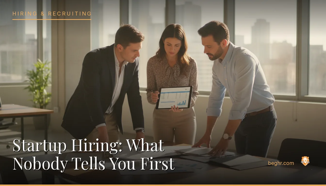 Business professionals reviewing payroll and HR documents in a bright modern office