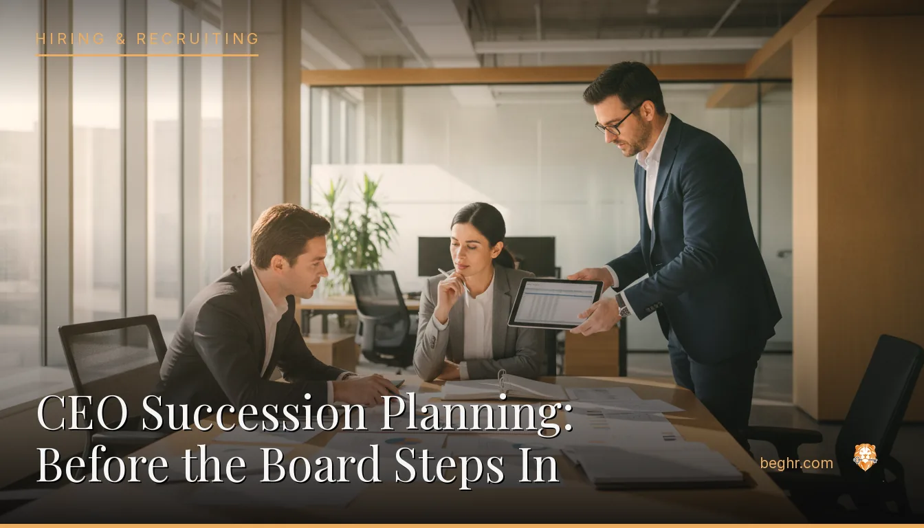 Business professionals reviewing payroll and HR documents in a bright modern office