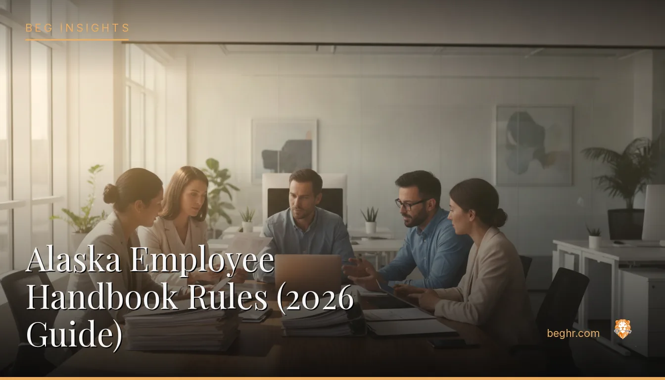 An HR team reviewing employee documents in a bright modern office
