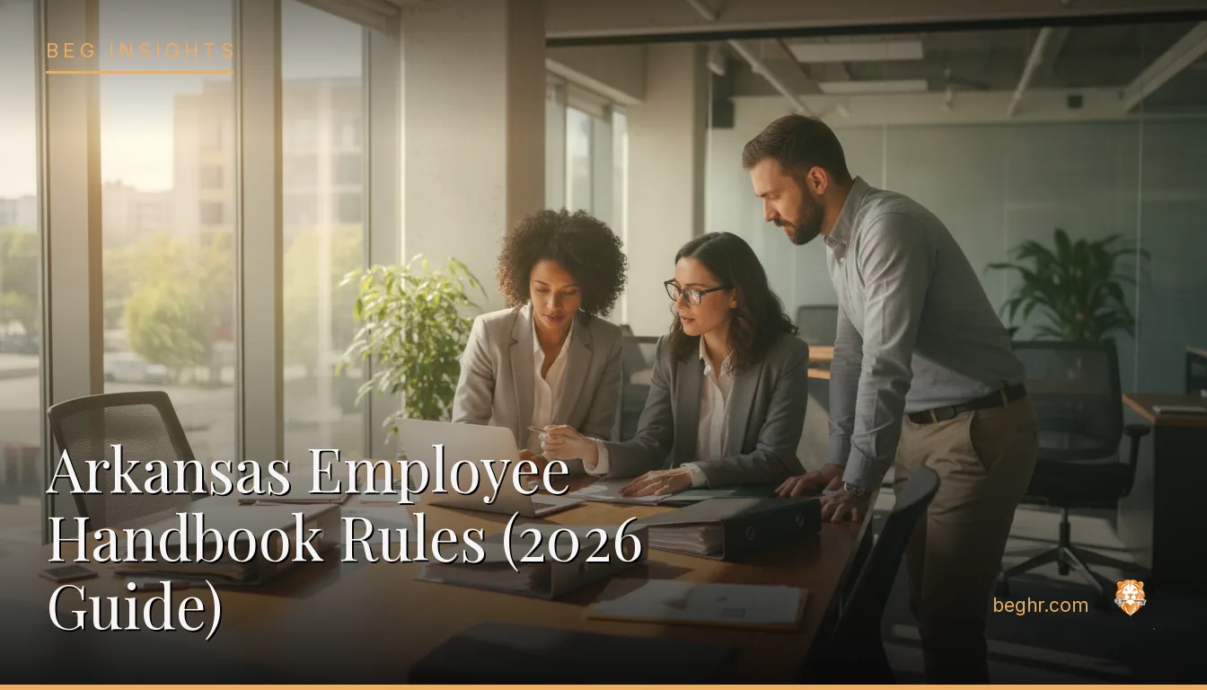 An HR team reviewing employee documents in a bright modern office