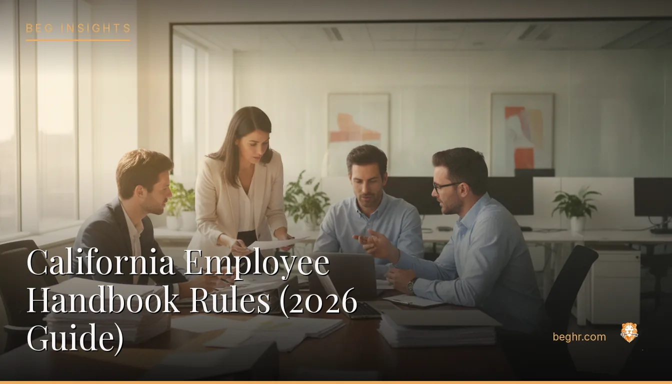 An HR team reviewing employee documents in a bright modern office
