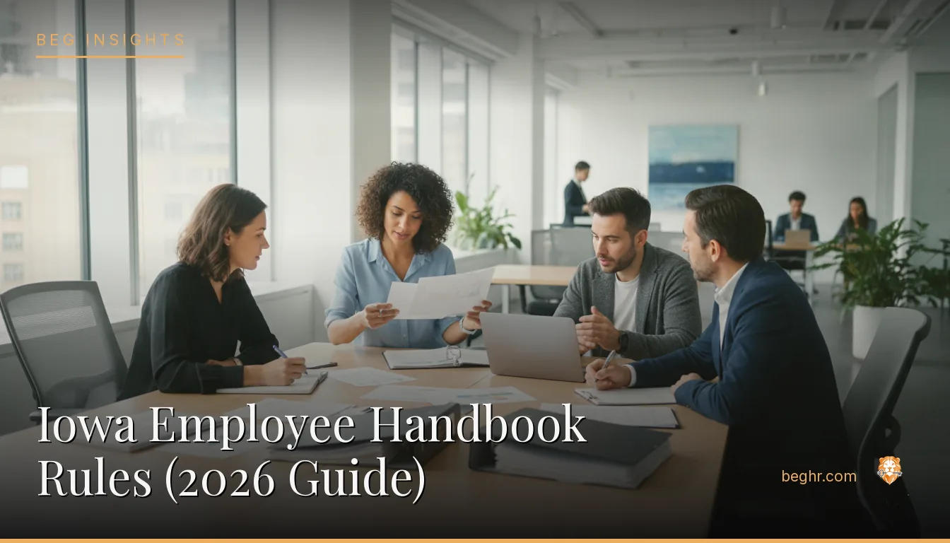 An HR team reviewing employee documents in a bright modern office