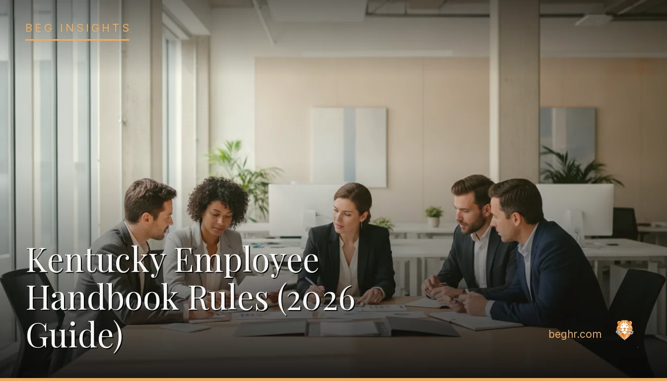 An HR team reviewing employee documents in a bright modern office