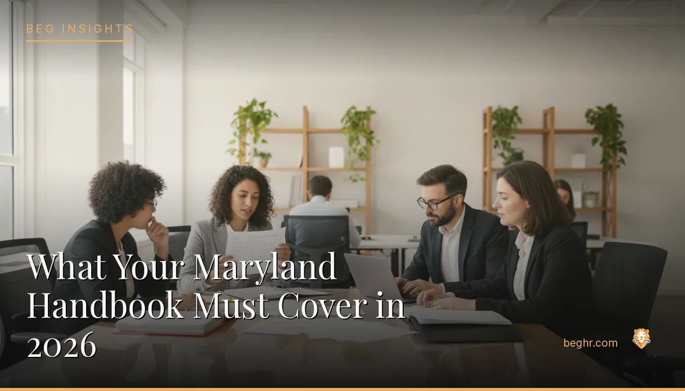 An HR team reviewing employee documents in a bright modern office