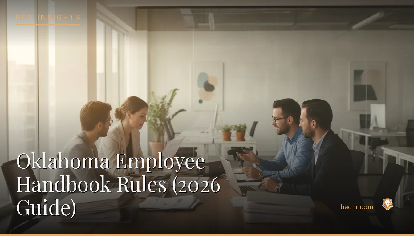 An HR team reviewing employee documents in a bright modern office