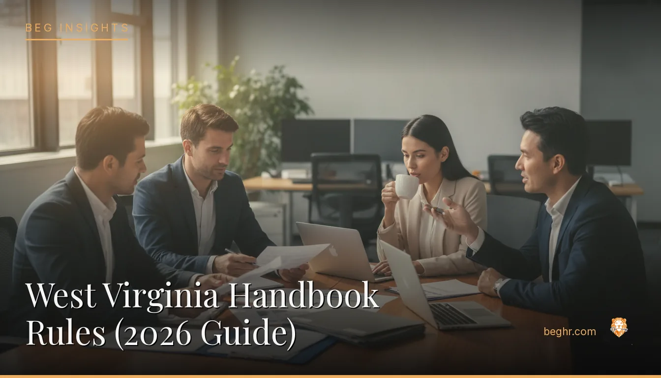 An HR team reviewing employee documents in a bright modern office