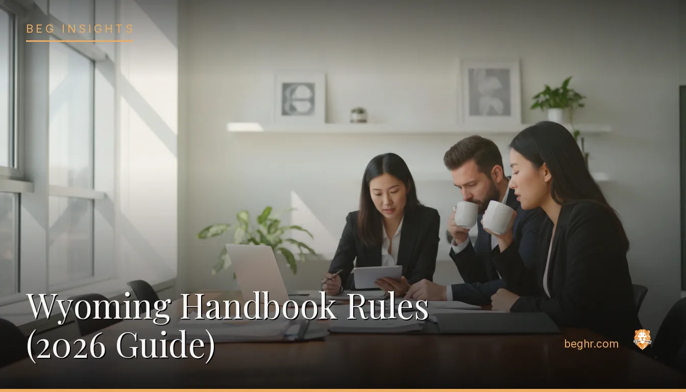 An HR team reviewing employee documents in a bright modern office
