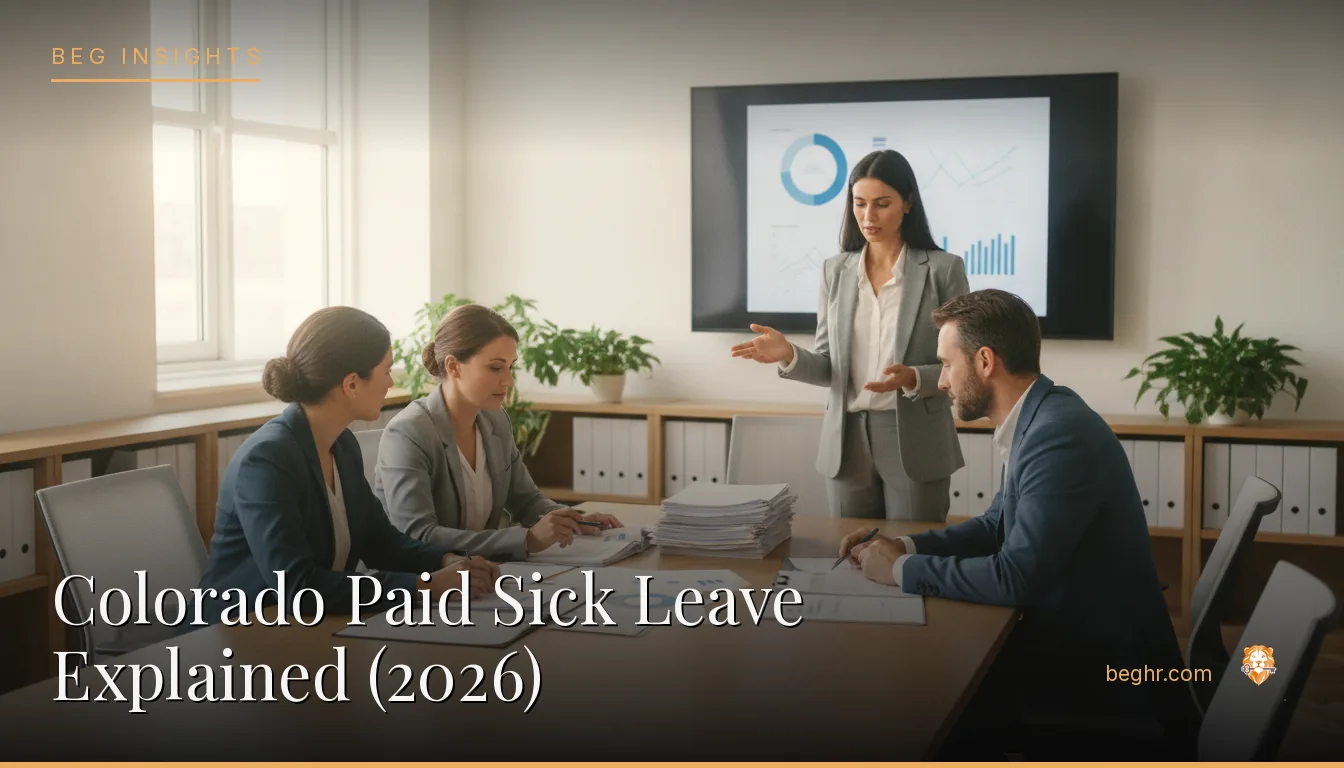An HR team reviewing employee documents in a bright modern office