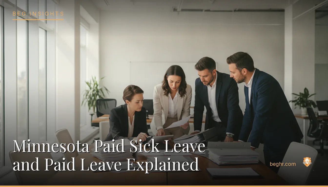 An HR team reviewing employee documents in a bright modern office
