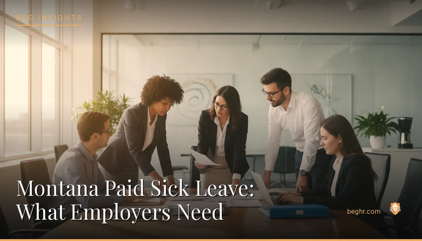 An HR team reviewing employee documents in a bright modern office