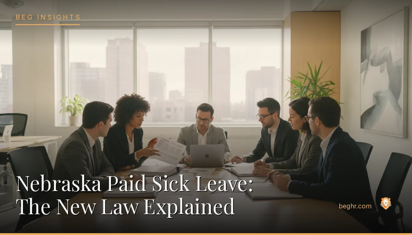 An HR team reviewing employee documents in a bright modern office