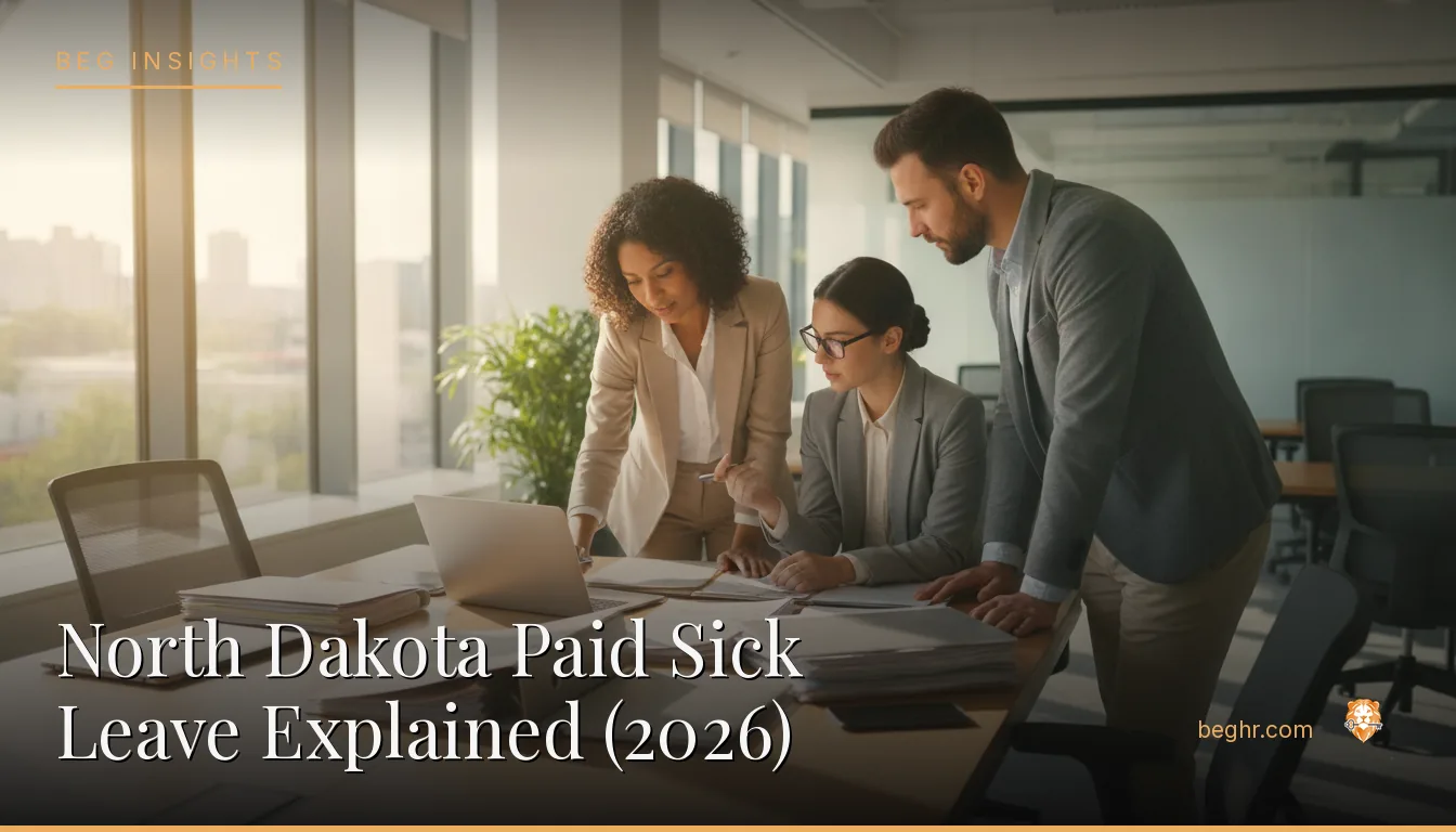 An HR team reviewing employee documents in a bright modern office