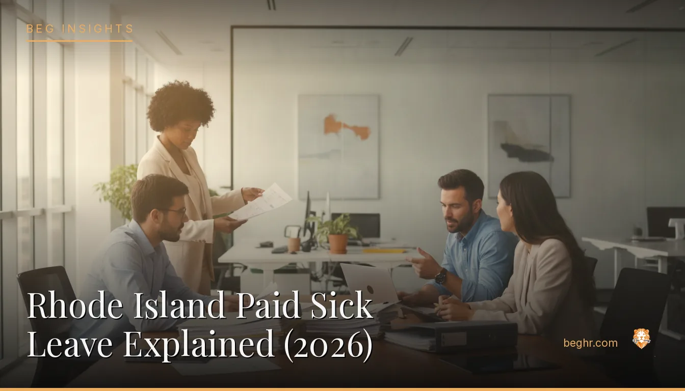 An HR team reviewing employee documents in a bright modern office