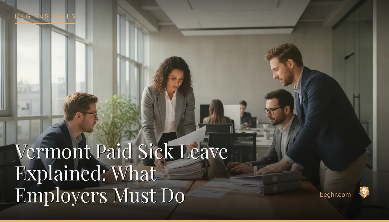An HR team reviewing employee documents in a bright modern office