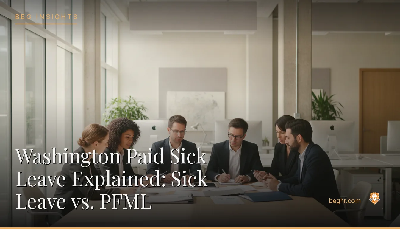 An HR team reviewing employee documents in a bright modern office