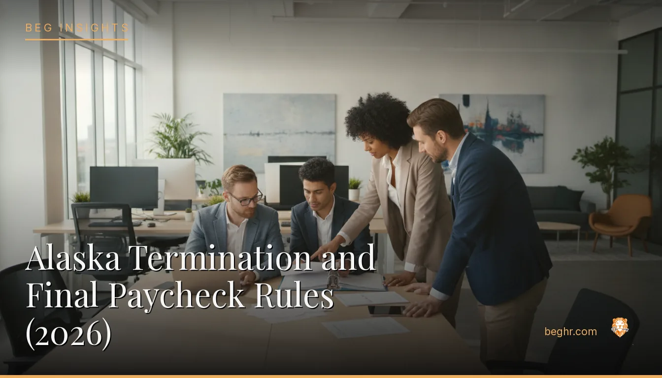 An HR team reviewing employee documents in a bright modern office