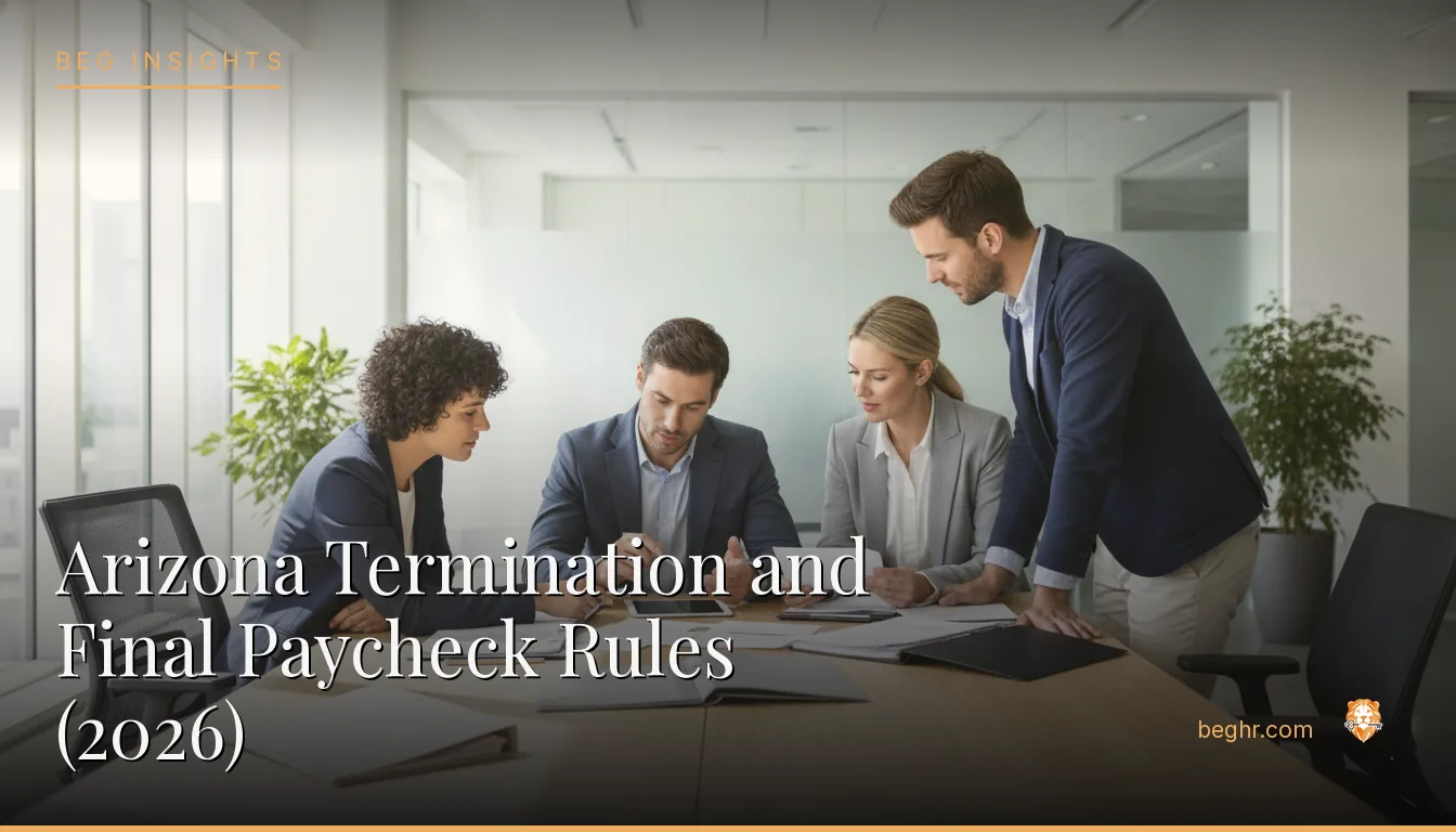 An HR team reviewing employee documents in a bright modern office