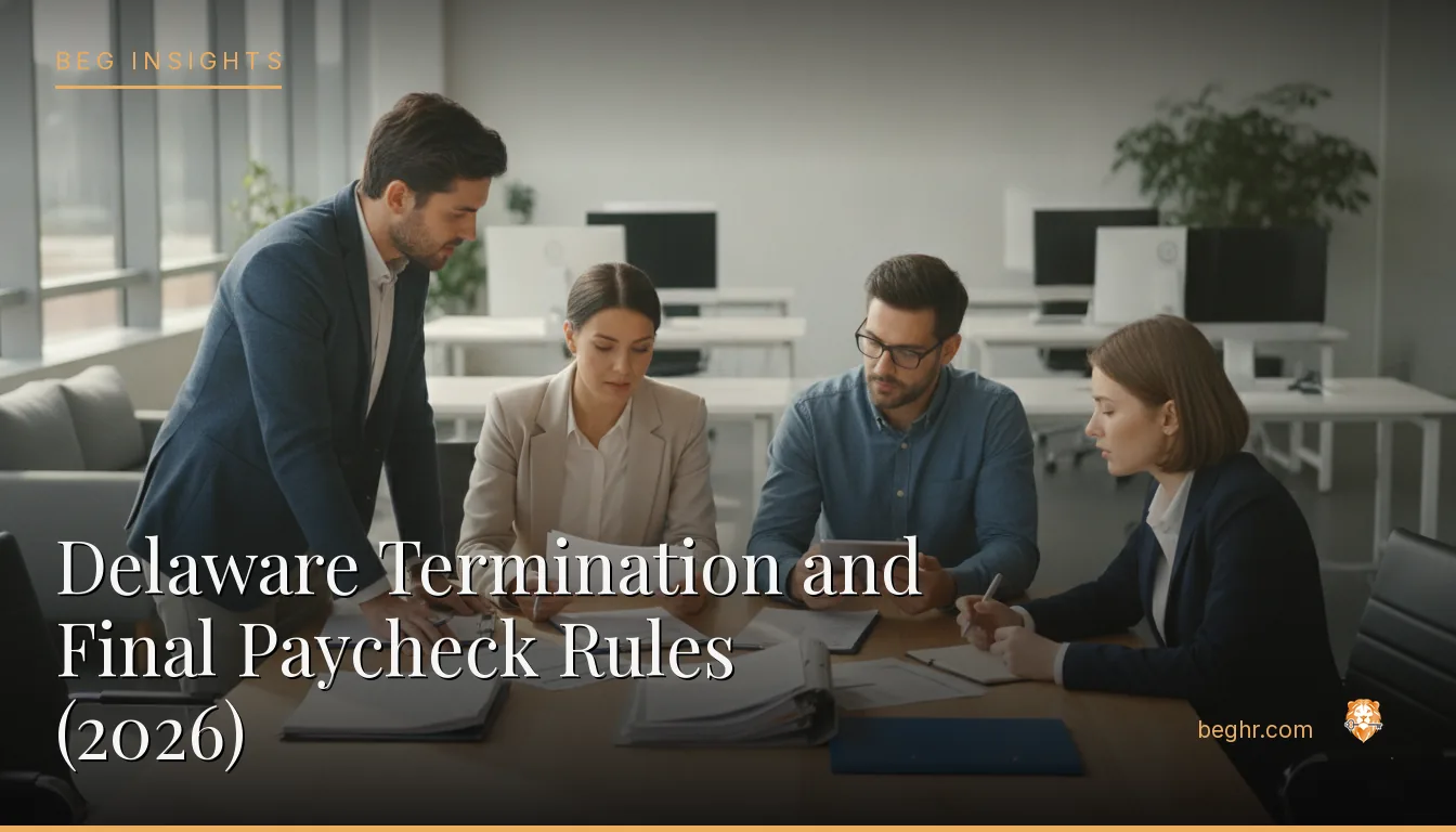 An HR team reviewing employee documents in a bright modern office