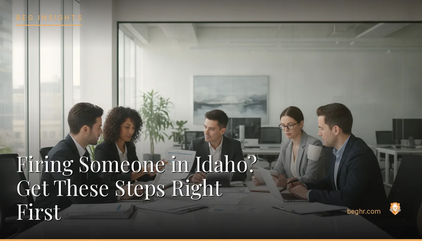 An HR team reviewing employee documents in a bright modern office