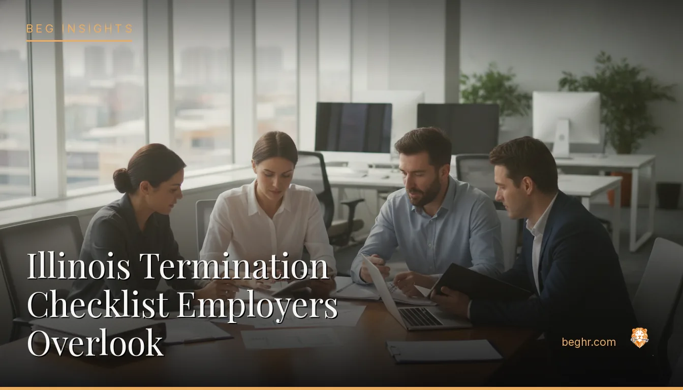 An HR team reviewing employee documents in a bright modern office