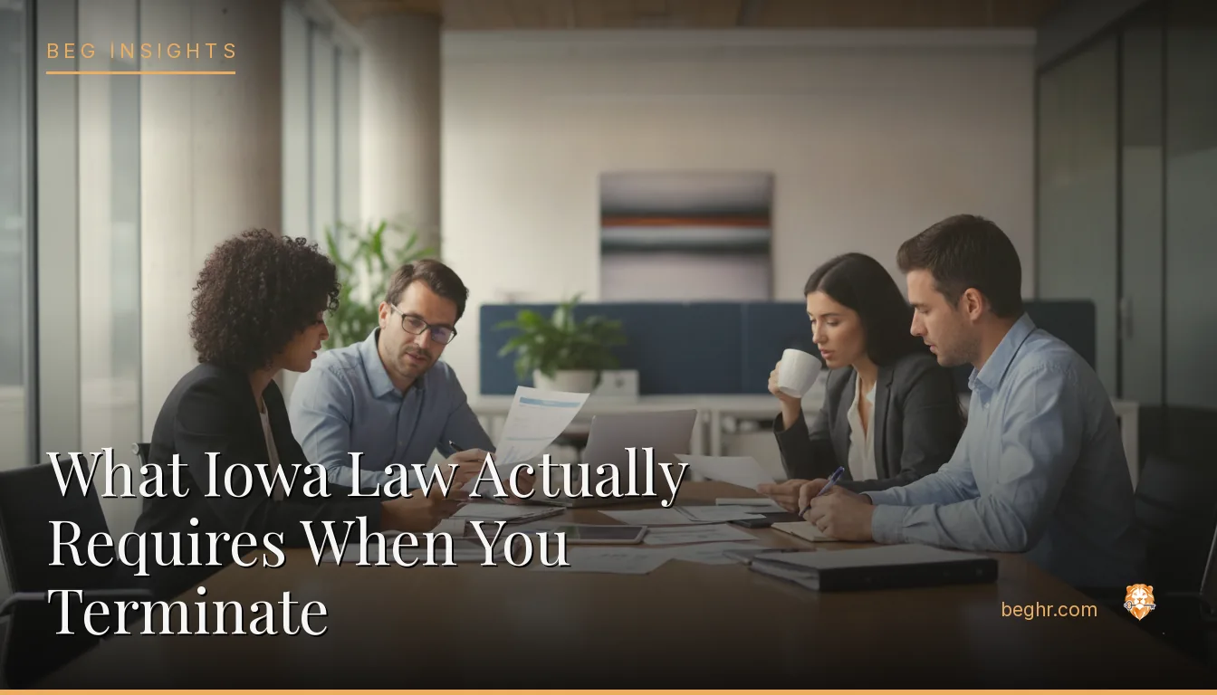 An HR team reviewing employee documents in a bright modern office