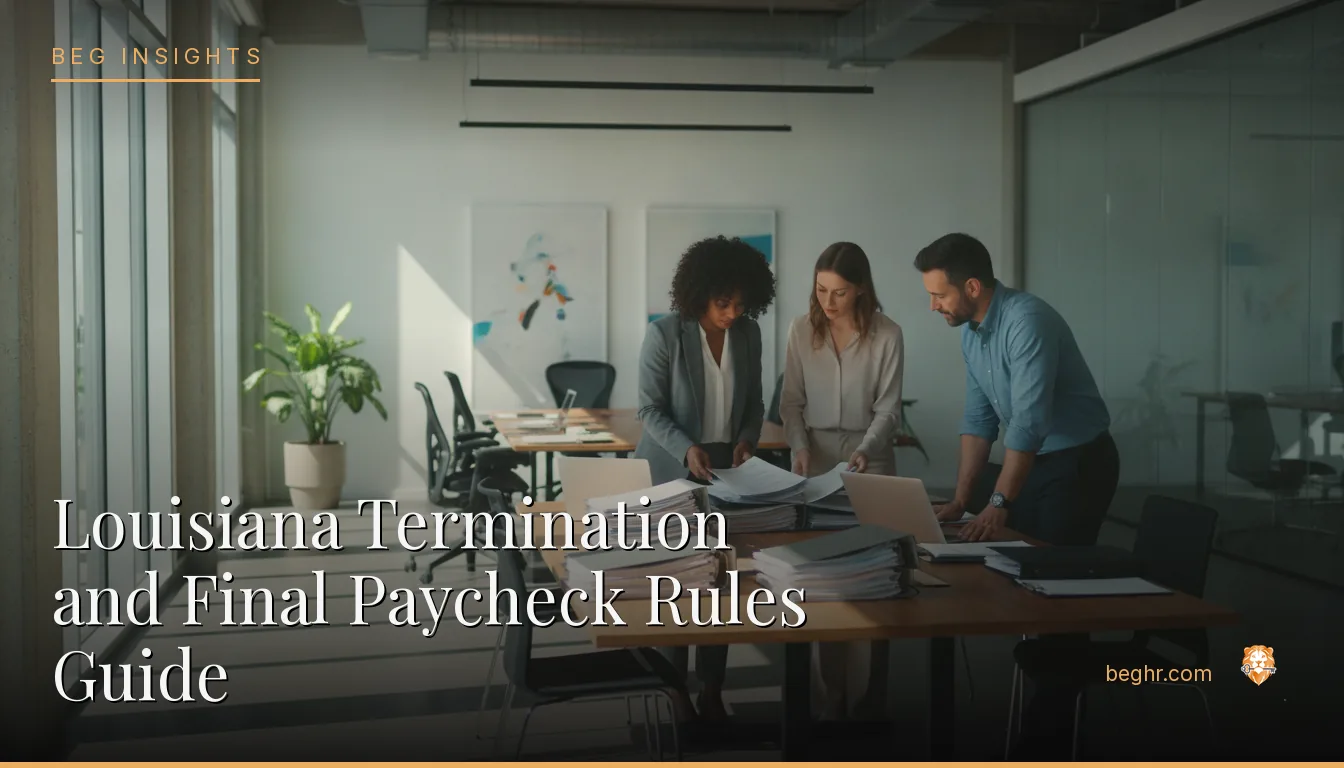 An HR team reviewing employee documents in a bright modern office