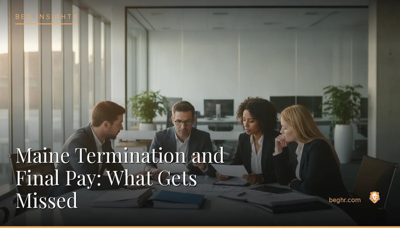 An HR team reviewing employee documents in a bright modern office