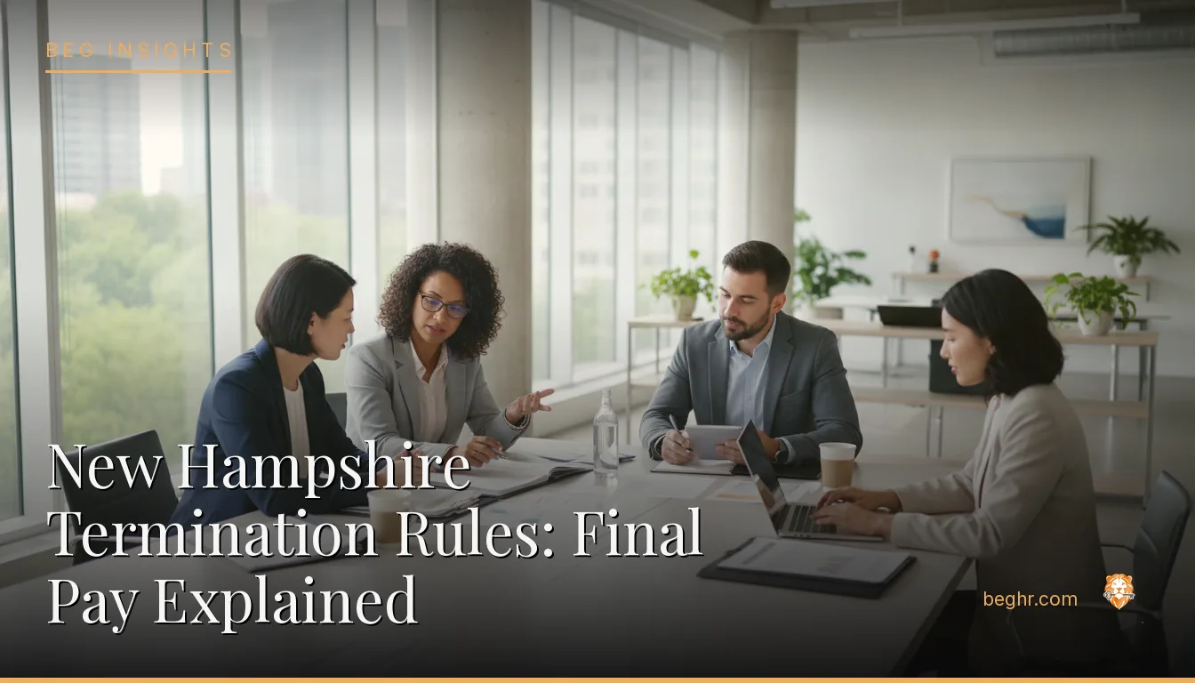 An HR team reviewing employee documents in a bright modern office