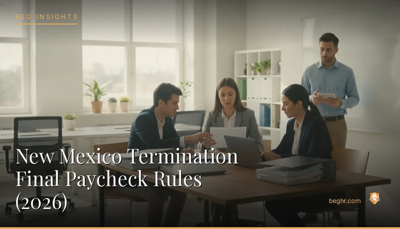 An HR team reviewing employee documents in a bright modern office