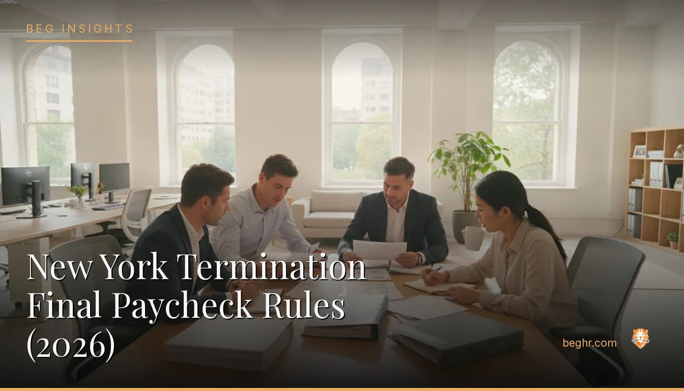 An HR team reviewing employee documents in a bright modern office