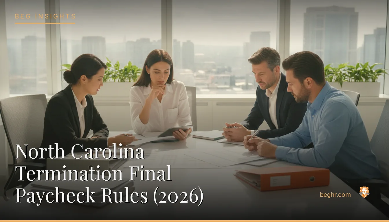 An HR team reviewing employee documents in a bright modern office