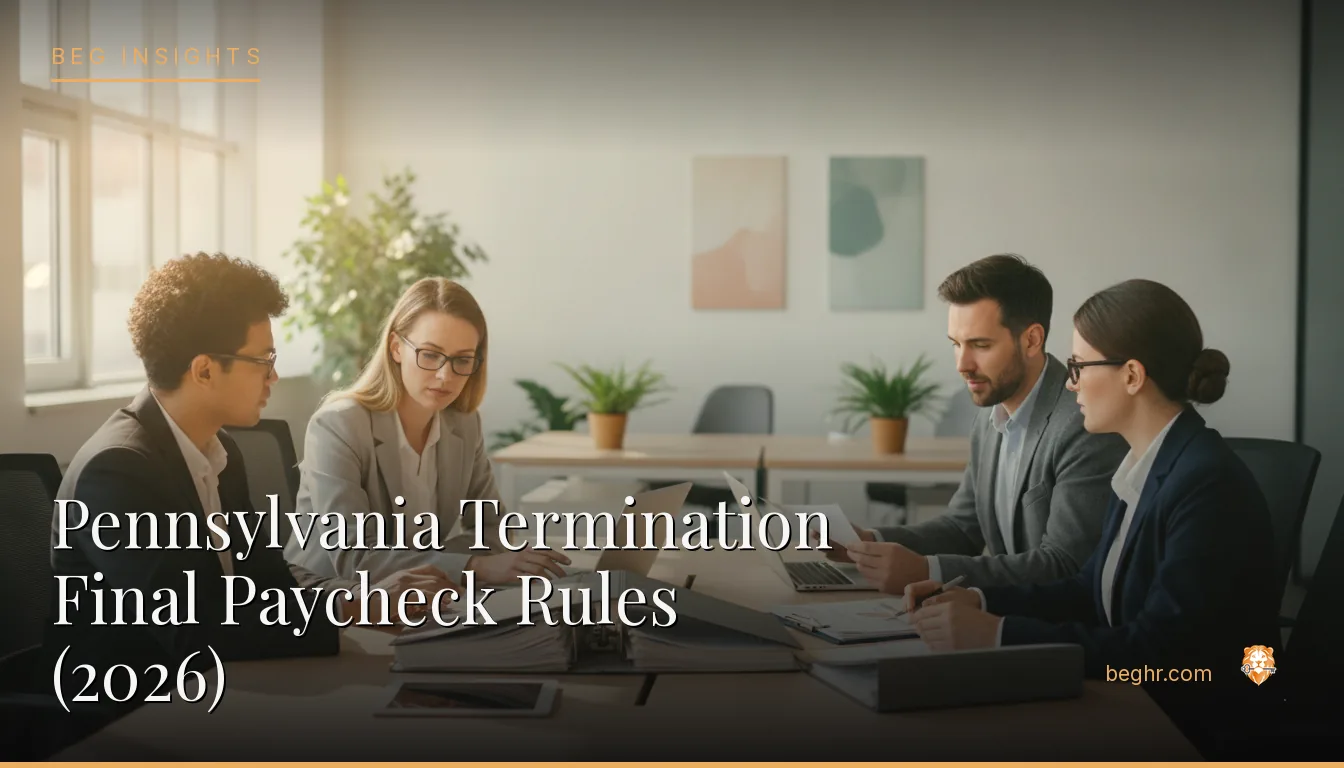 An HR team reviewing employee documents in a bright modern office