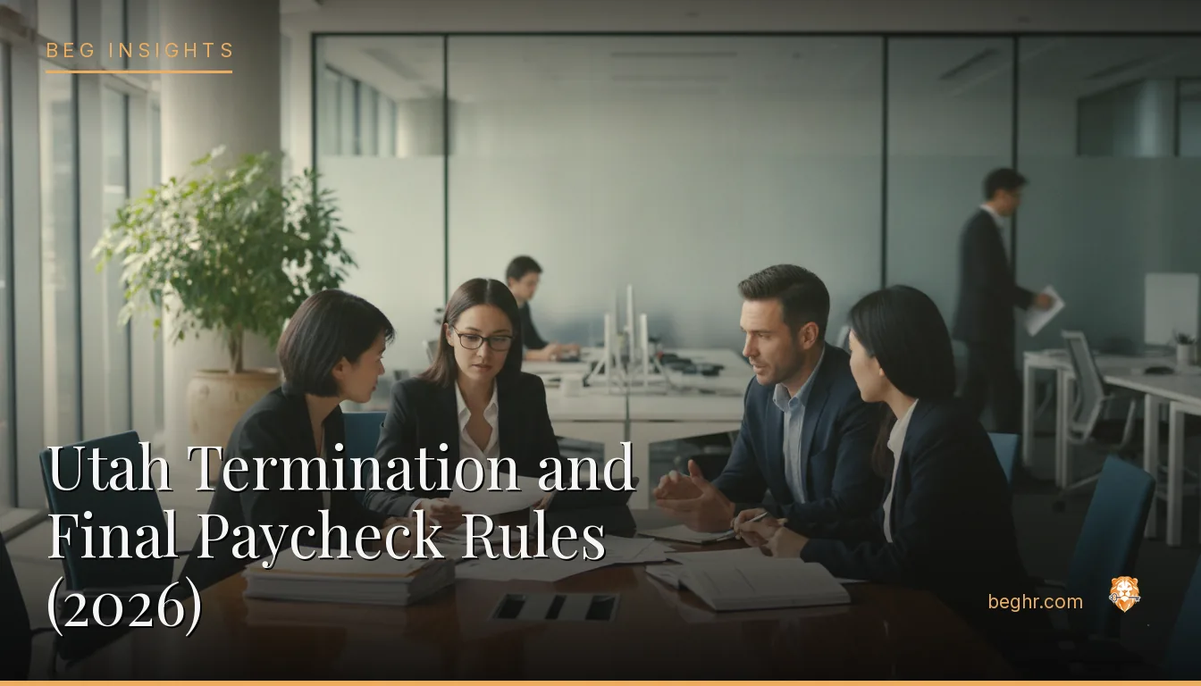 An HR team reviewing employee documents in a bright modern office