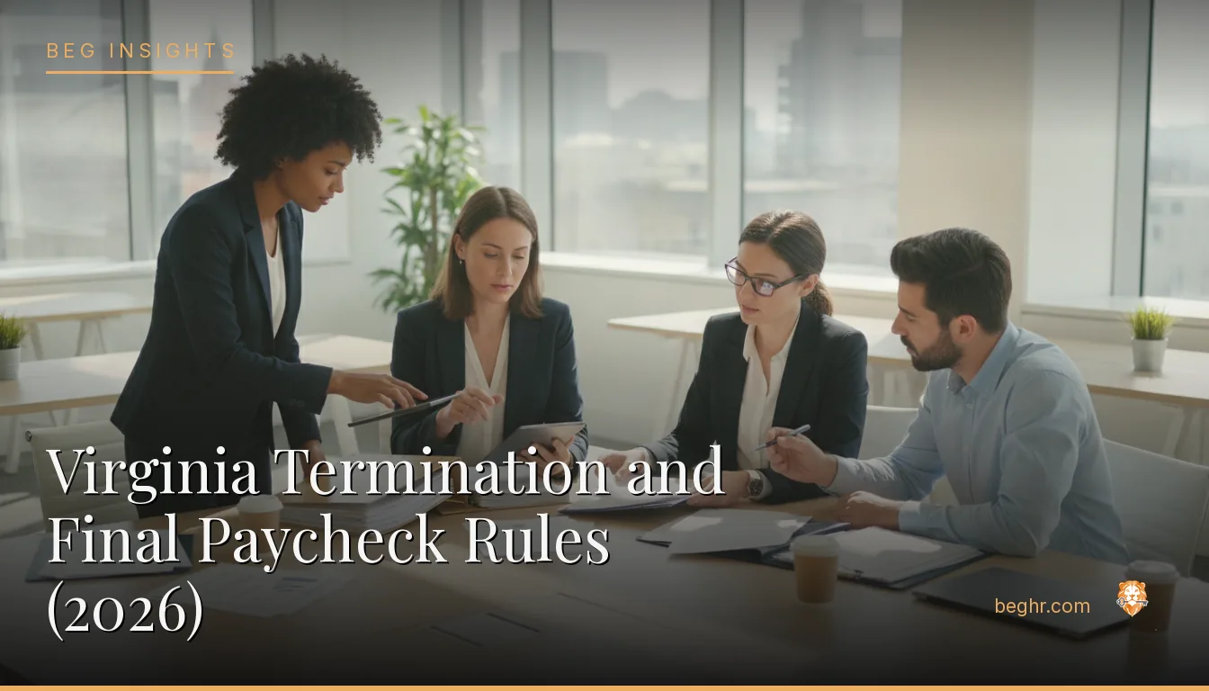 An HR team reviewing employee documents in a bright modern office