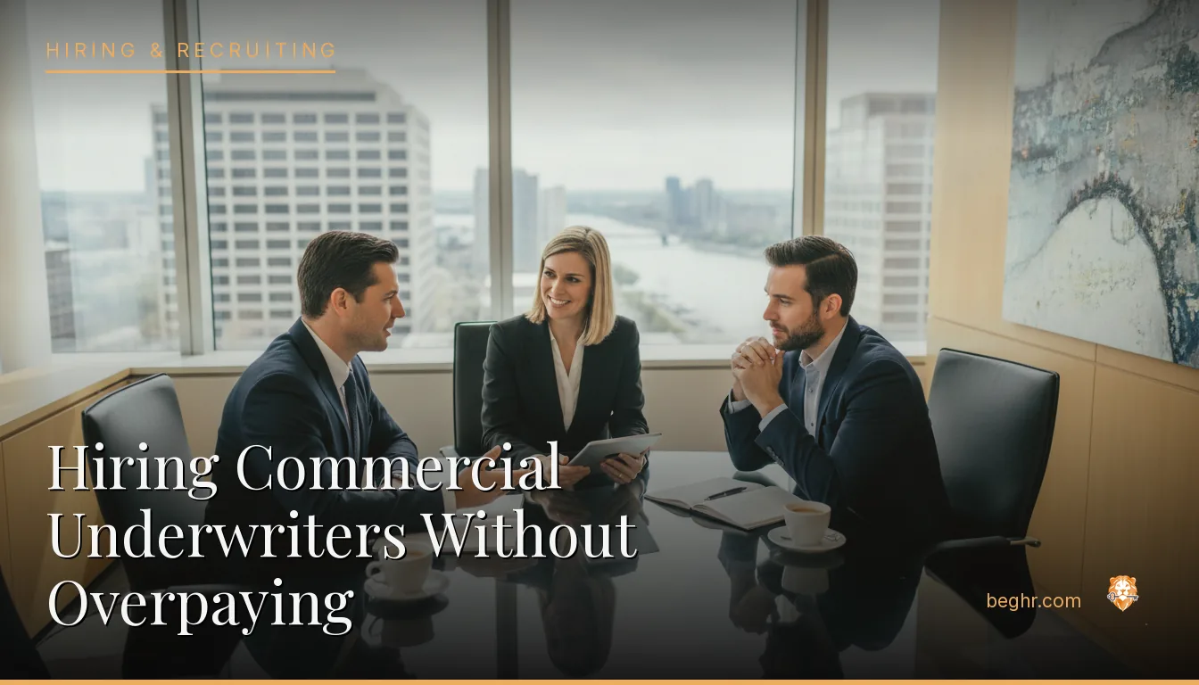 Insurance professionals meeting with a client in a modern office