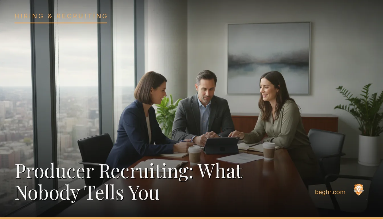 Insurance professionals meeting with a client in a modern office