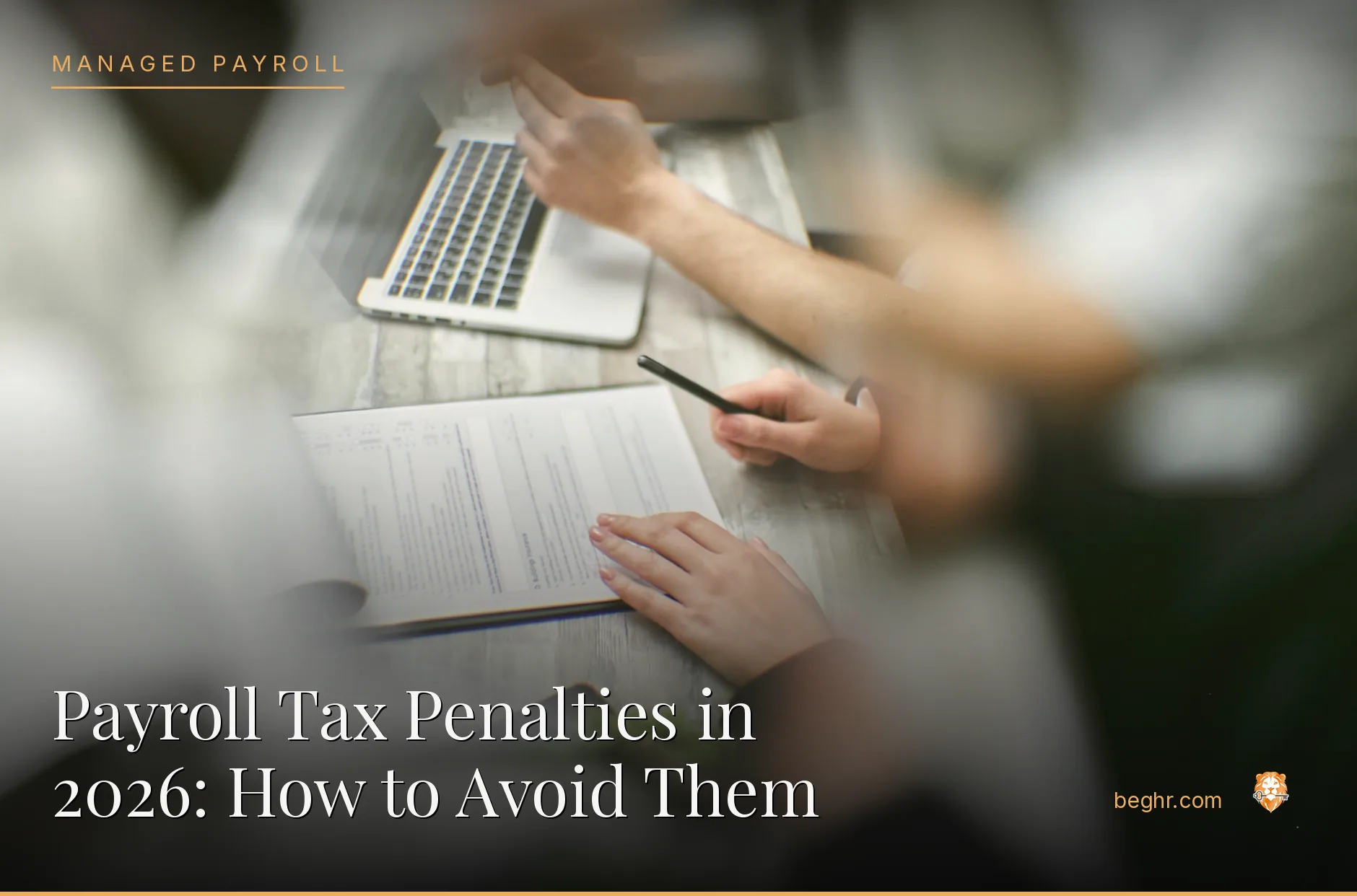 Business professionals reviewing payroll and HR documents in a bright modern office