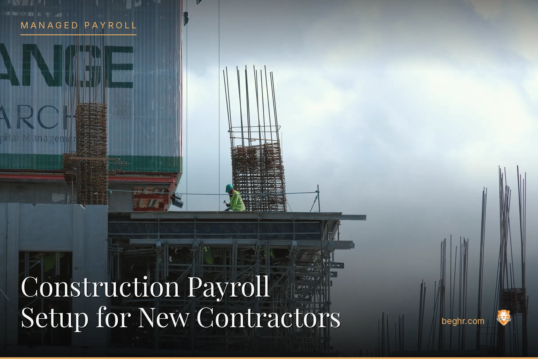 A real construction site, workers in hard hats and hi-vis vests reviewing plans