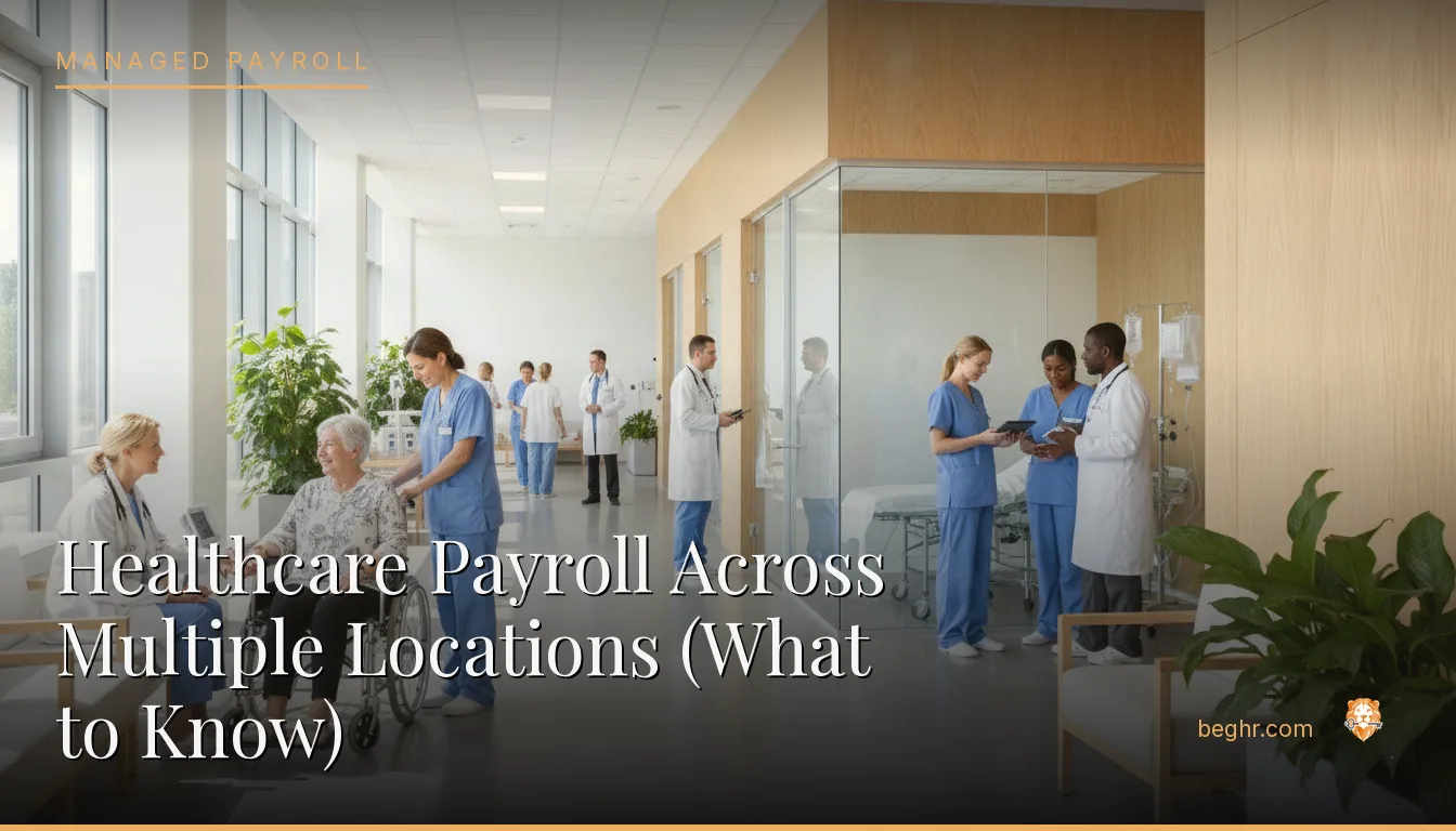 A modern medical clinic with doctors and nurses caring for patients