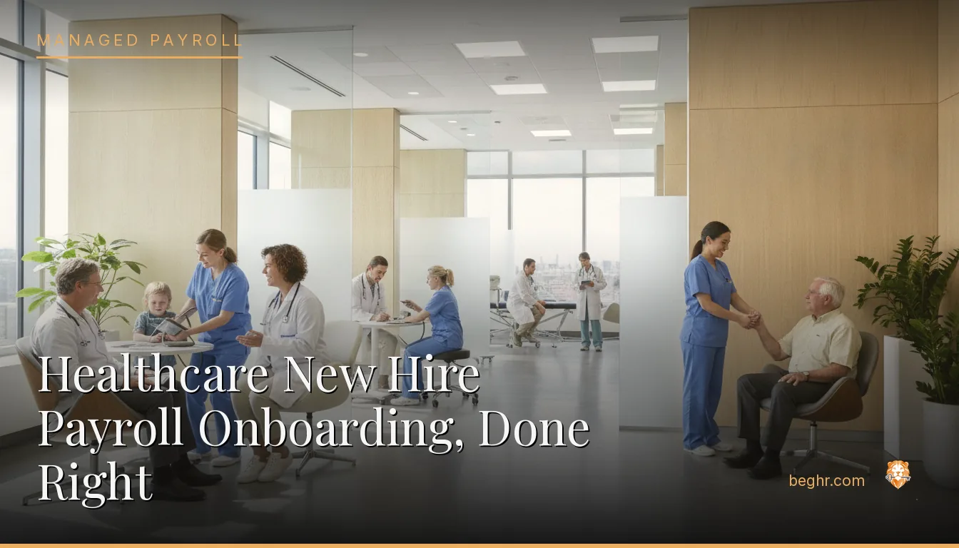 A modern medical clinic with doctors and nurses caring for patients