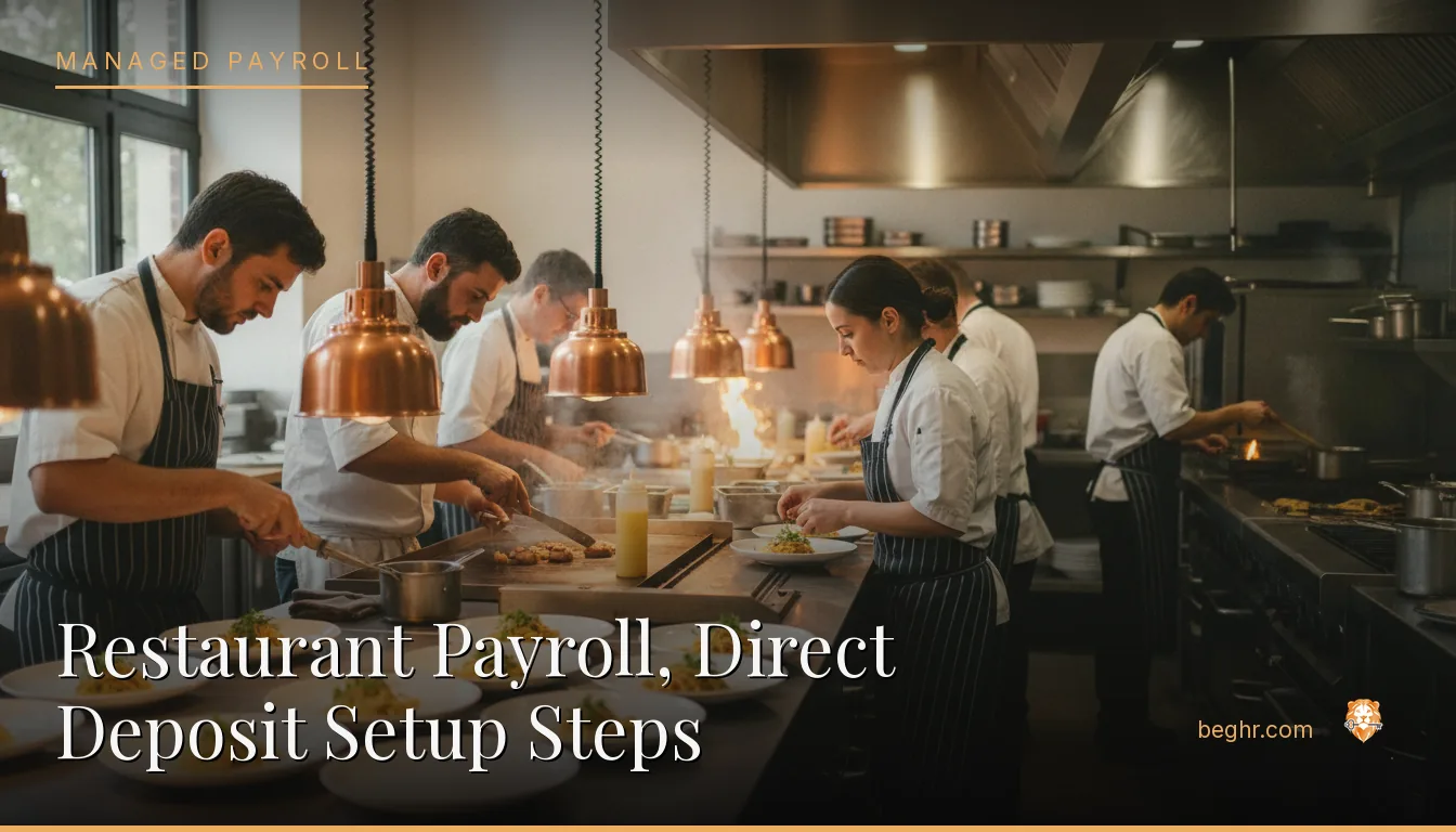 A busy modern restaurant kitchen with chefs and staff working the line
