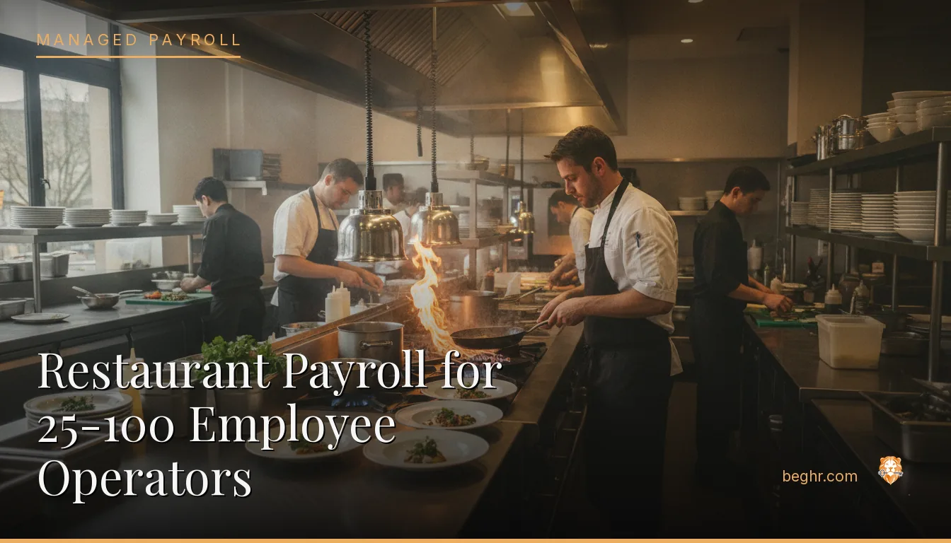 A busy modern restaurant kitchen with chefs and staff working the line
