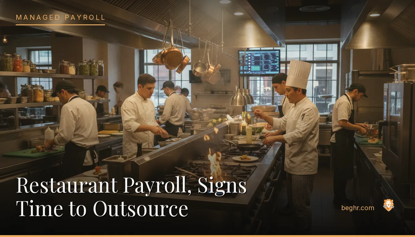 A busy modern restaurant kitchen with chefs and staff working the line