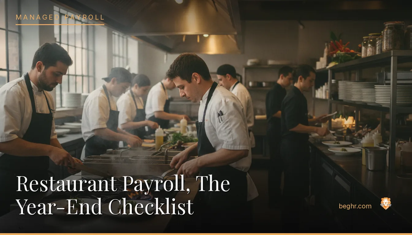 A busy modern restaurant kitchen with chefs and staff working the line