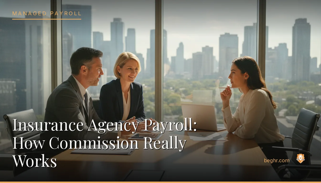 Insurance professionals meeting with a client in a modern office
