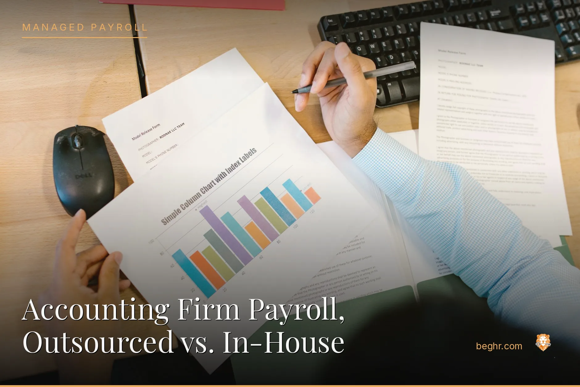 An accountant reviewing spreadsheets and documents at a desk